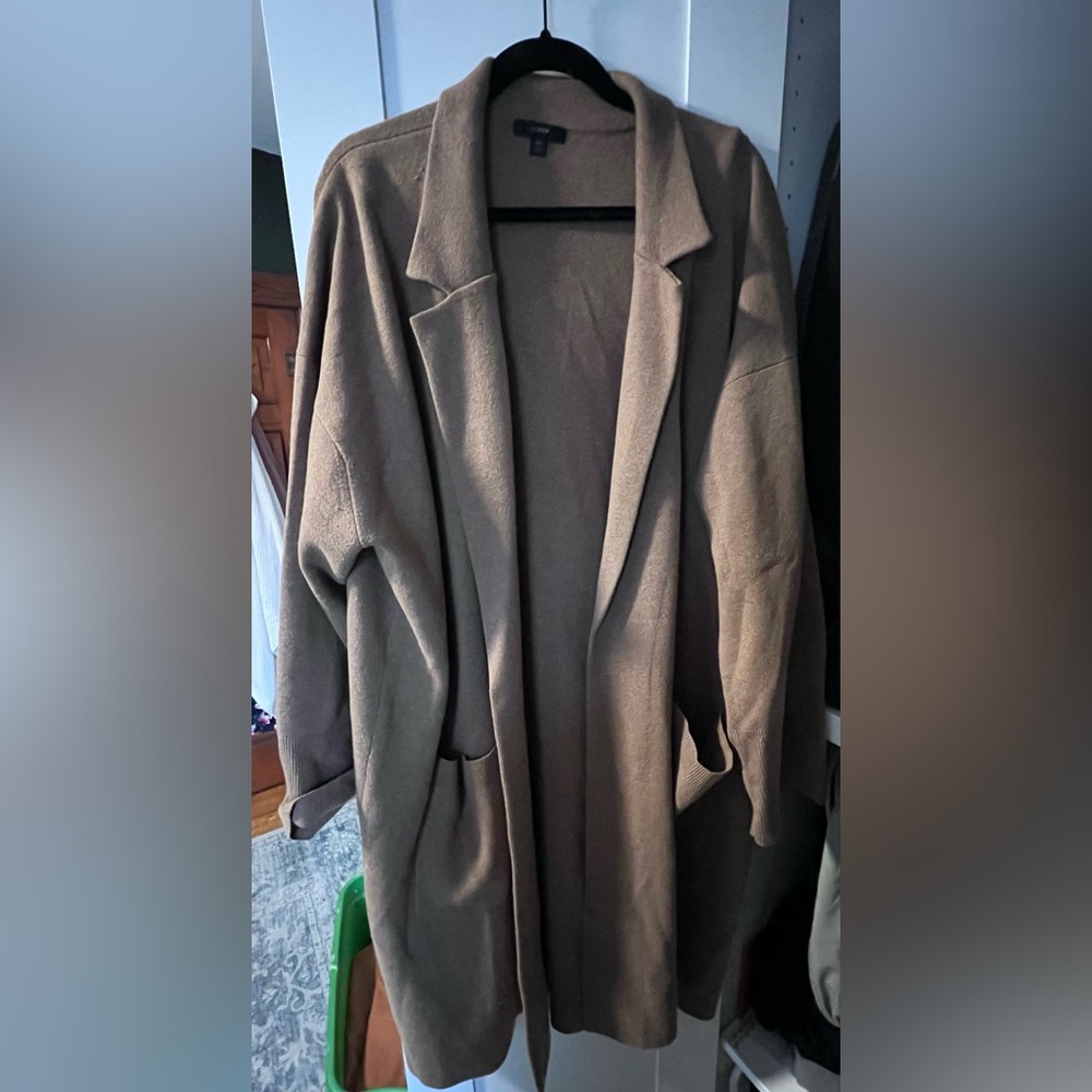 J. Crew Camel Open-Front Blazer Coatigan